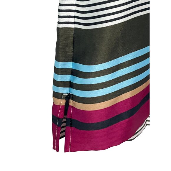 Talbots Sleeveless Satin Blouse Small Striped Blue Green Pink Shell Career Top - Picture 8 of 12